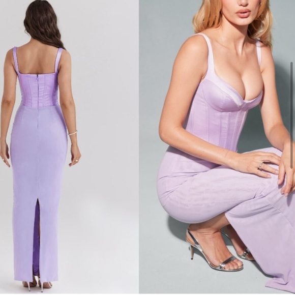 House of CB Breeze Orchid Satin Corset Maxi Dress - Picture 3 of 16